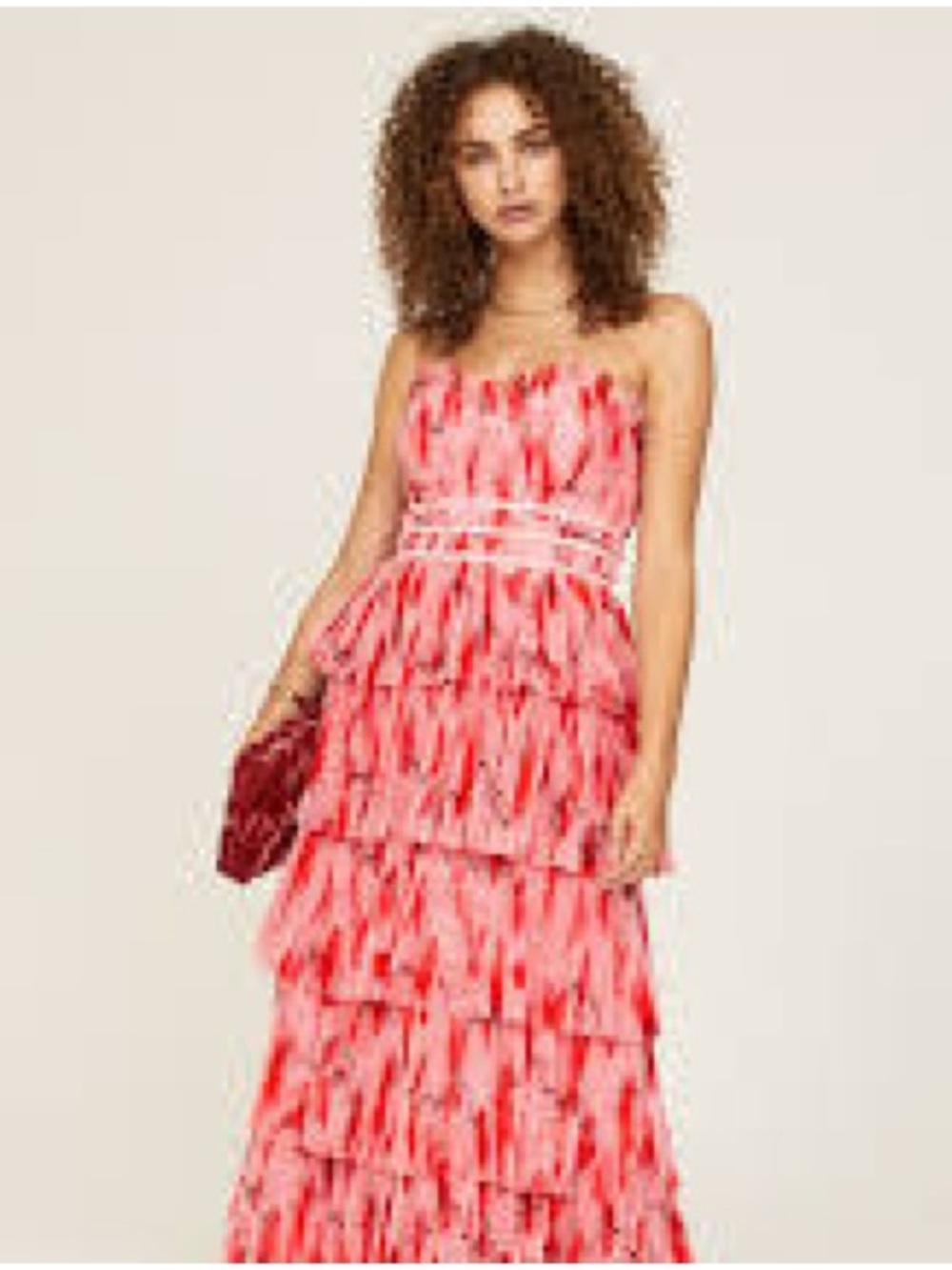 Hutch Monaco Pink Tiered Strapless Maxi Dress - worn once .